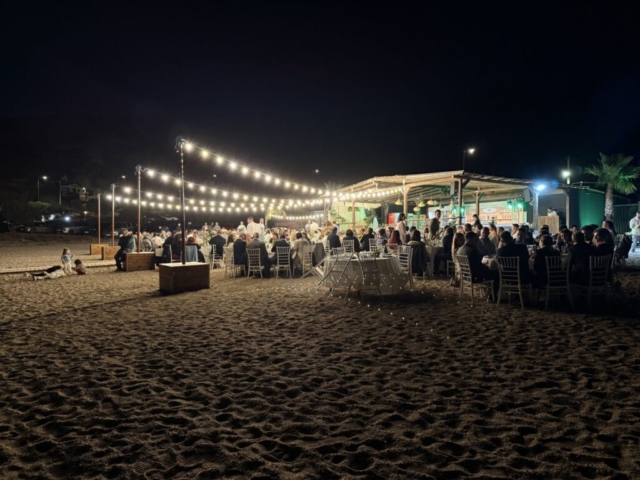 String Lights For A Wedding At Island Beach Bar