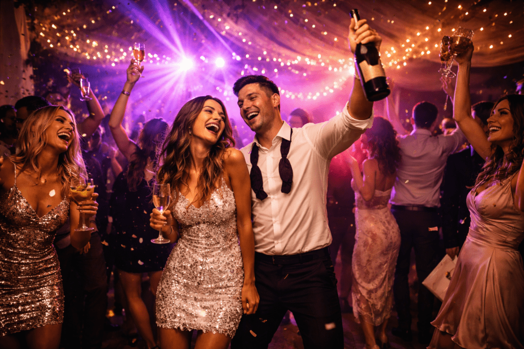 after party γάμου με dj φωτισμό laser και ρομποτικά show led