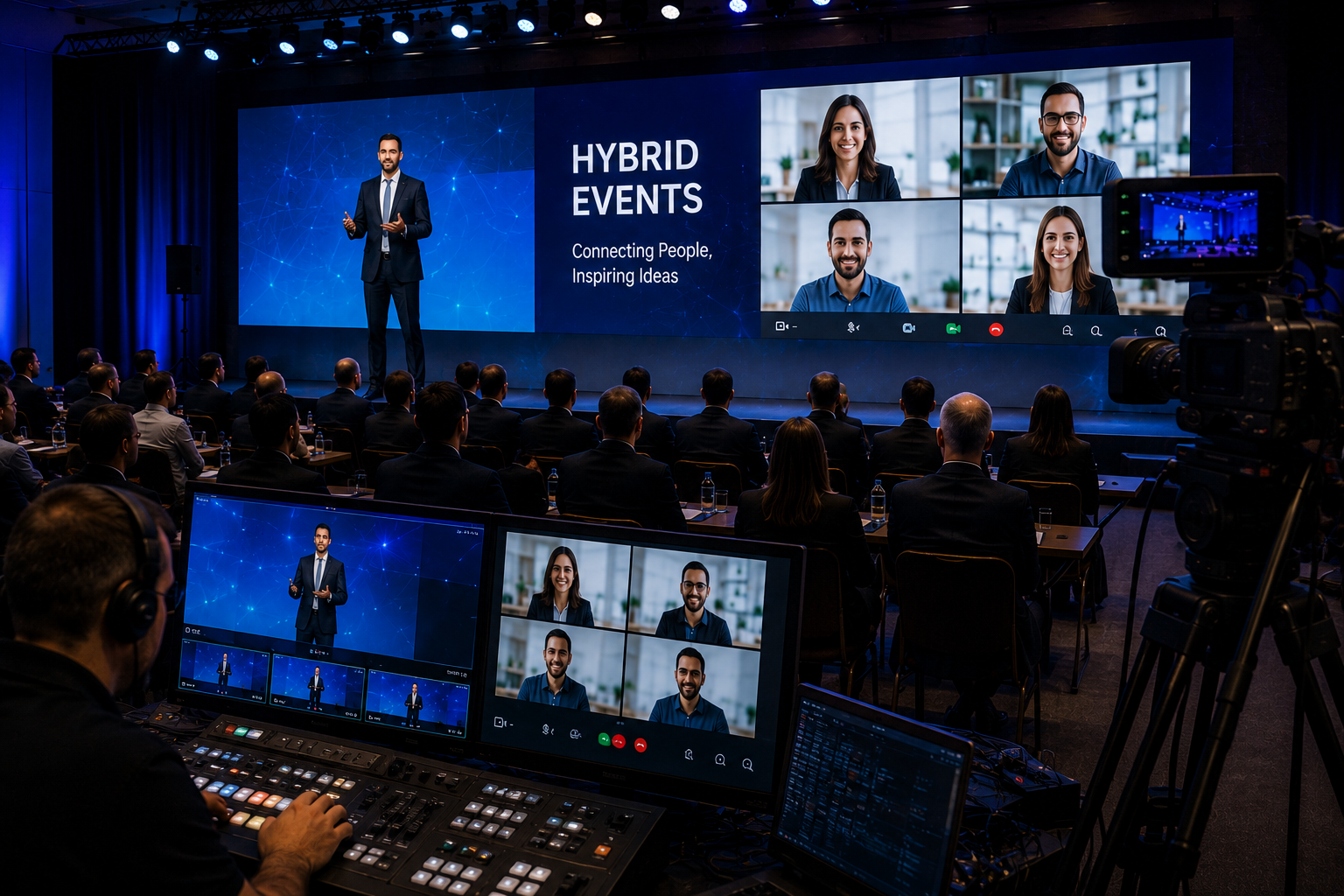 Hybrid Event στην Ελλάδα με LED Wall, επαγγελματικές κάμερες, Zoom, Microsoft Teams, Google Meet και αμφίδρομη επικοινωνία